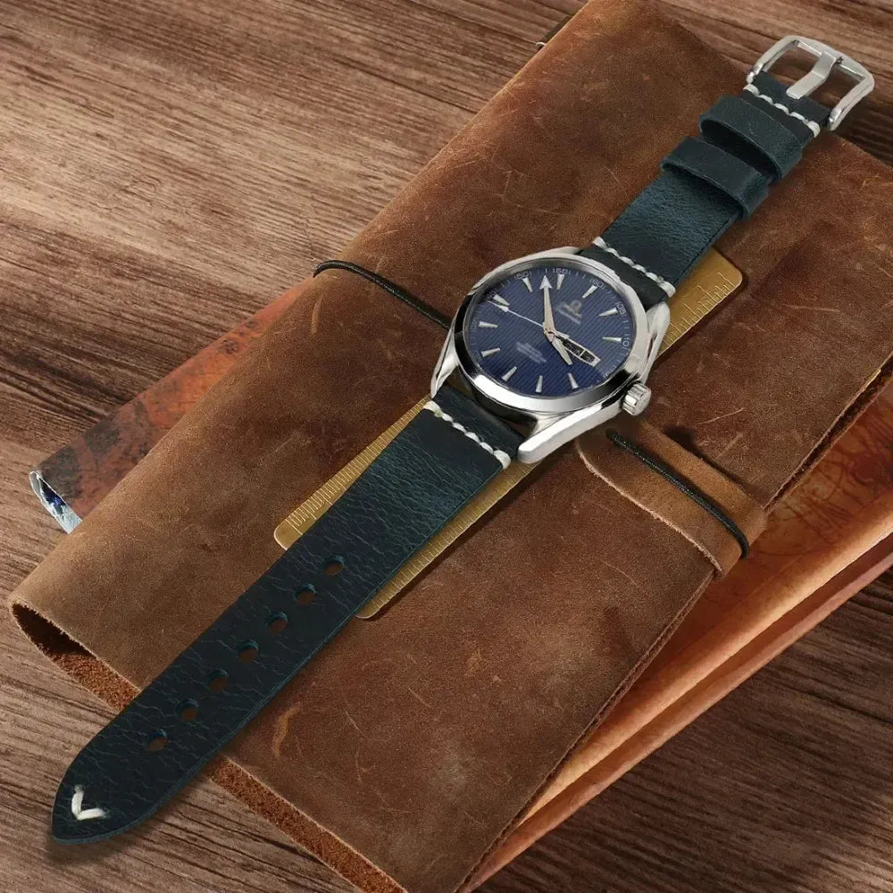Oil Wax Genuine Leather Watch Strap – Vintage Cowhide Band 20mm 22mm 24mm-Straptique-Viva Timepiece