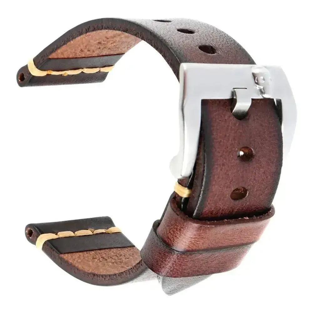 Handmade Italian Leather Watch Strap – Vintage Cowhide Band with Pin Buckle (18mm–21mm)-Straptique-Viva Timepiece