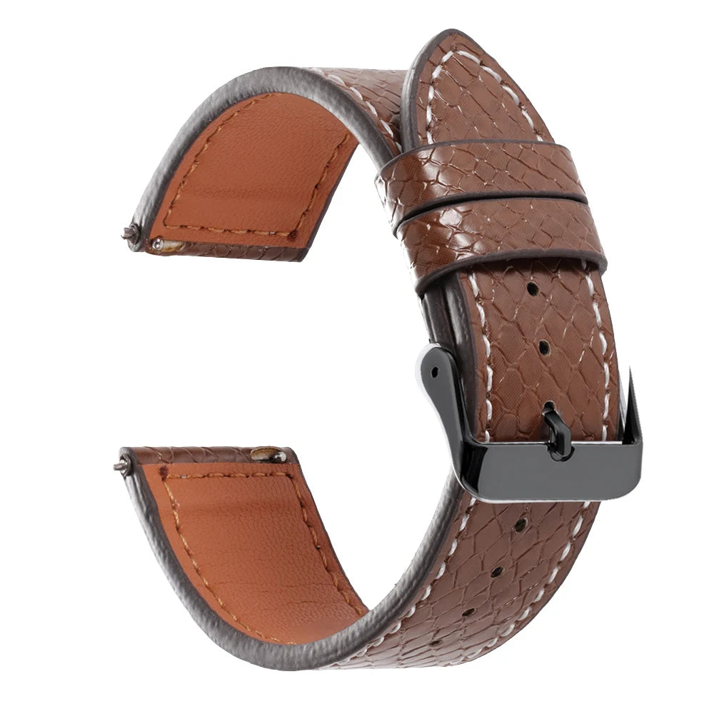 Handmade Snake-Pattern Leather Watch Strap – 20mm / 22mm-Straptique-Viva Timepiece