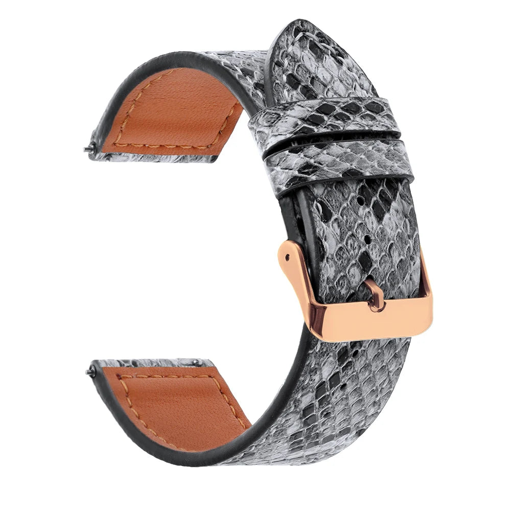 Handmade Snake-Pattern Leather Watch Strap – 20mm / 22mm-Straptique-Viva Timepiece