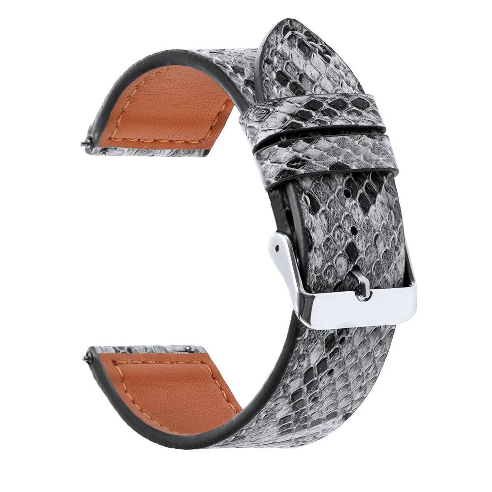 Handmade Snake-Pattern Leather Watch Strap – 20mm / 22mm-Straptique-Viva Timepiece