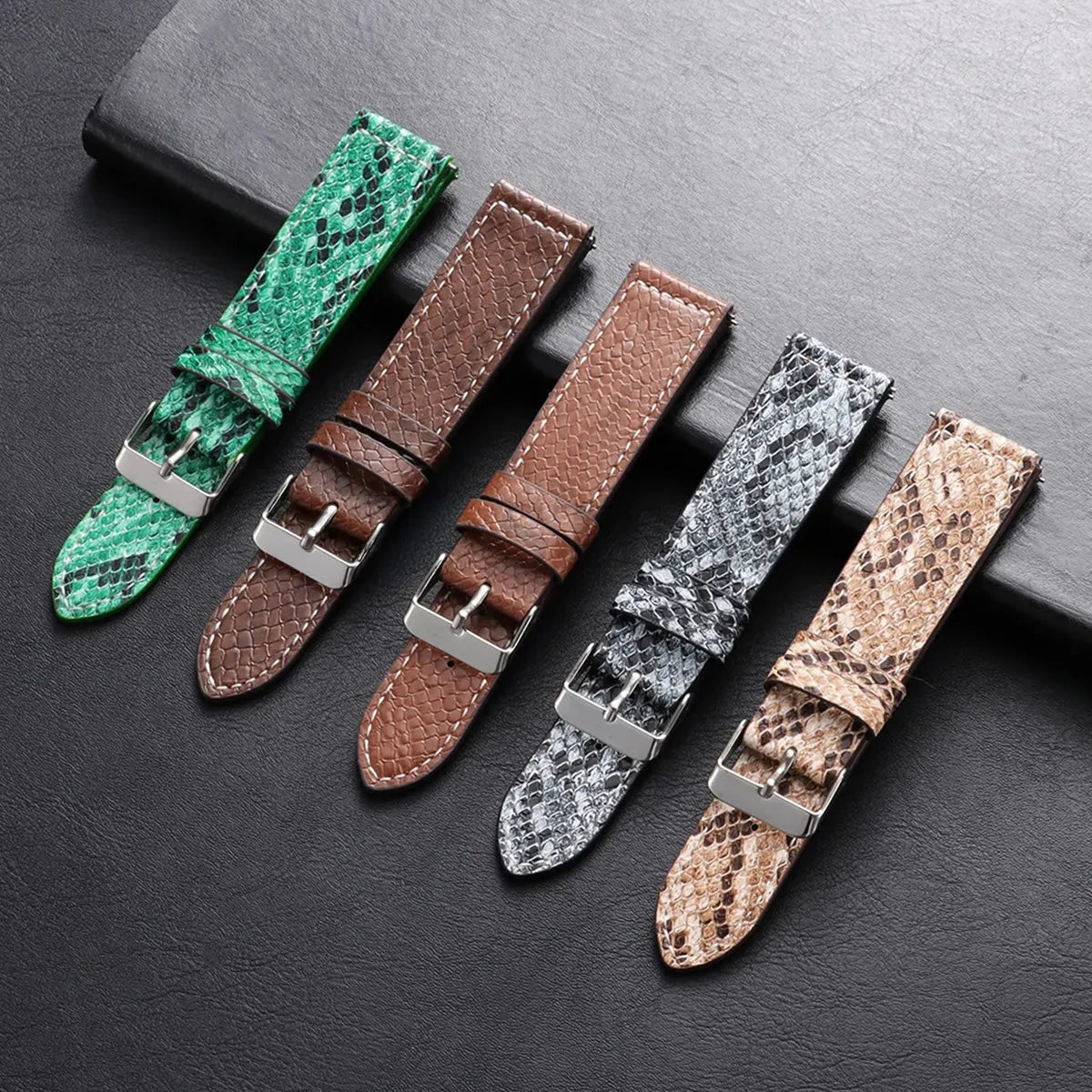 Handmade Snake-Pattern Leather Watch Strap – 20mm / 22mm-Straptique-Viva Timepiece