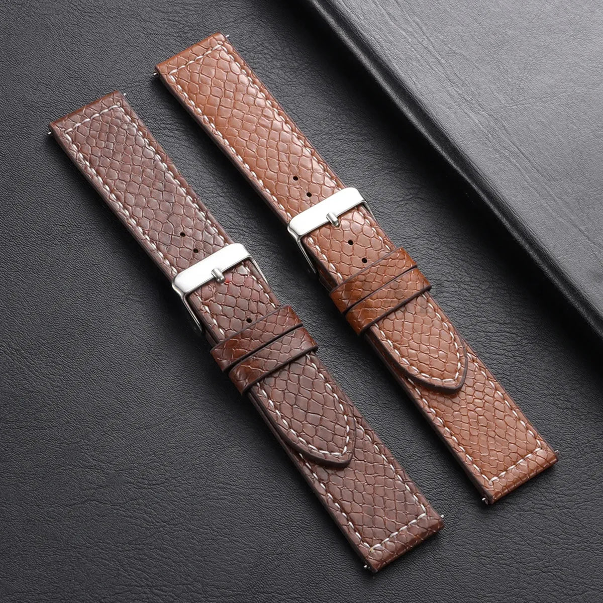 Handmade Snake-Pattern Leather Watch Strap – 20mm / 22mm-Straptique-Viva Timepiece
