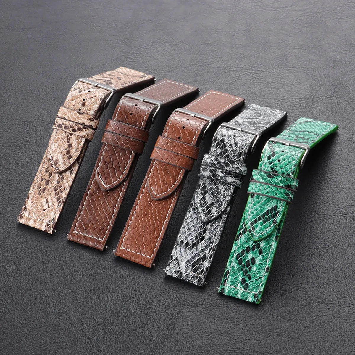 Handmade Snake-Pattern Leather Watch Strap – 20mm / 22mm-Straptique-Viva Timepiece