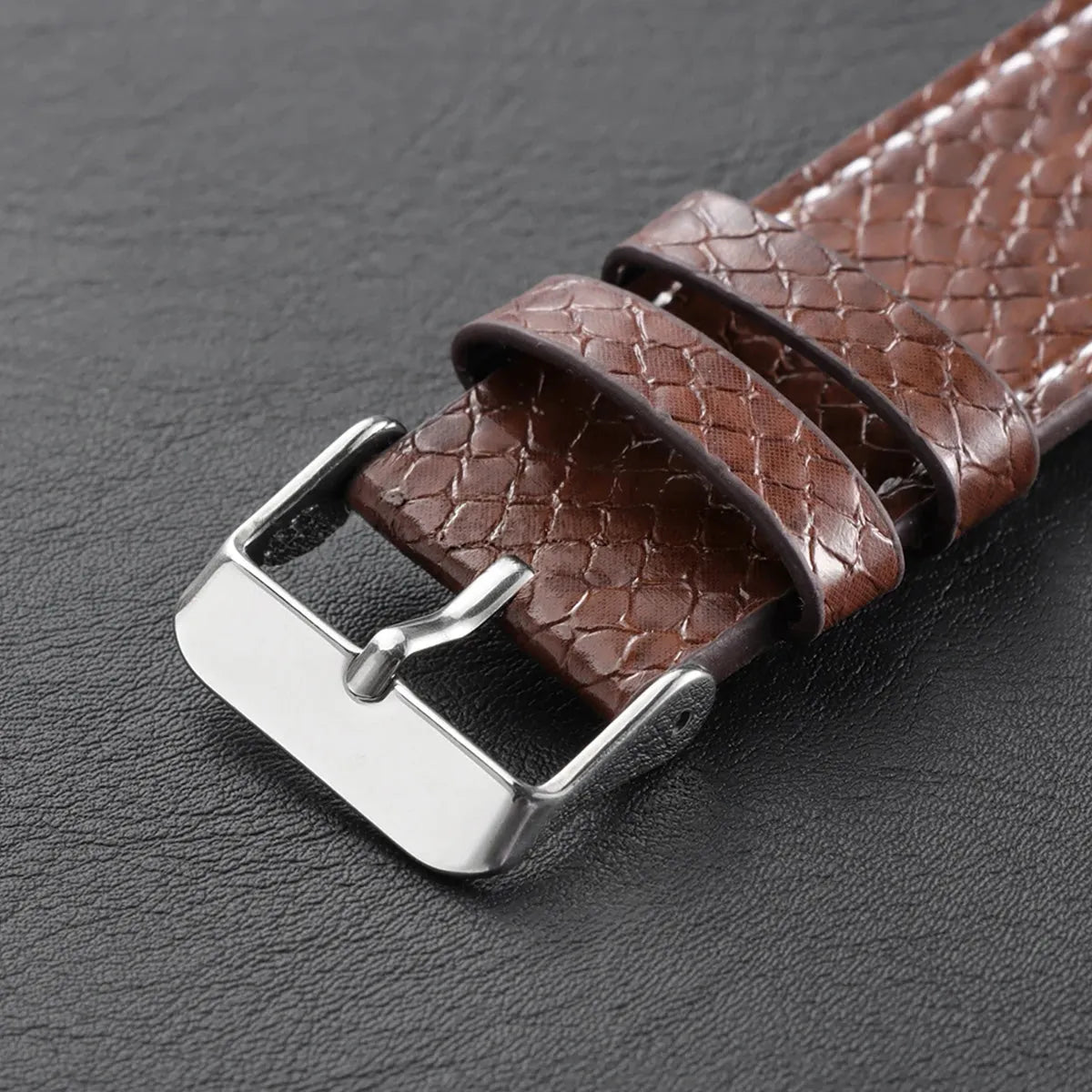 Handmade Snake-Pattern Leather Watch Strap – 20mm / 22mm-Straptique-Viva Timepiece