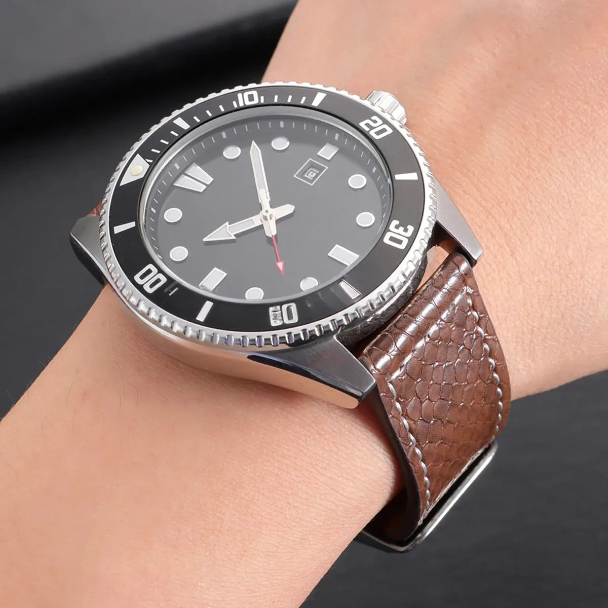 Handmade Snake-Pattern Leather Watch Strap – 20mm / 22mm-Straptique-Viva Timepiece