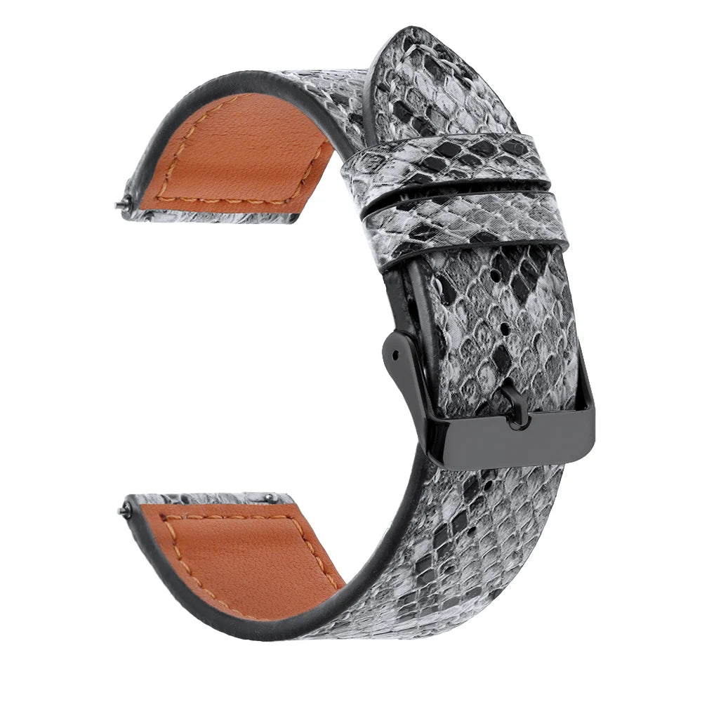 Handmade Snake-Pattern Leather Watch Strap – 20mm / 22mm-Straptique-Viva Timepiece