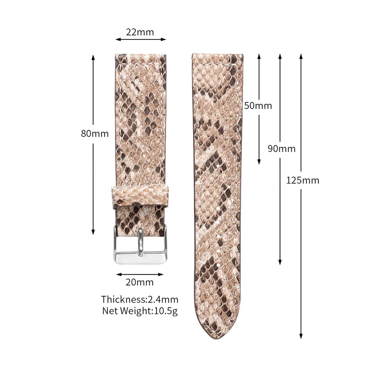 Handmade Snake-Pattern Leather Watch Strap – 20mm / 22mm-Straptique-Viva Timepiece