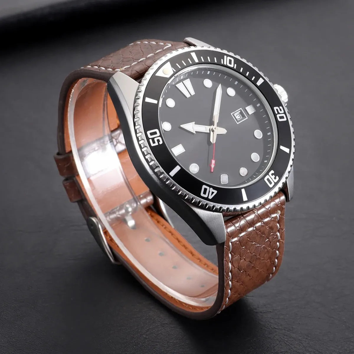 Handmade Snake-Pattern Leather Watch Strap – 20mm / 22mm-Straptique-Viva Timepiece