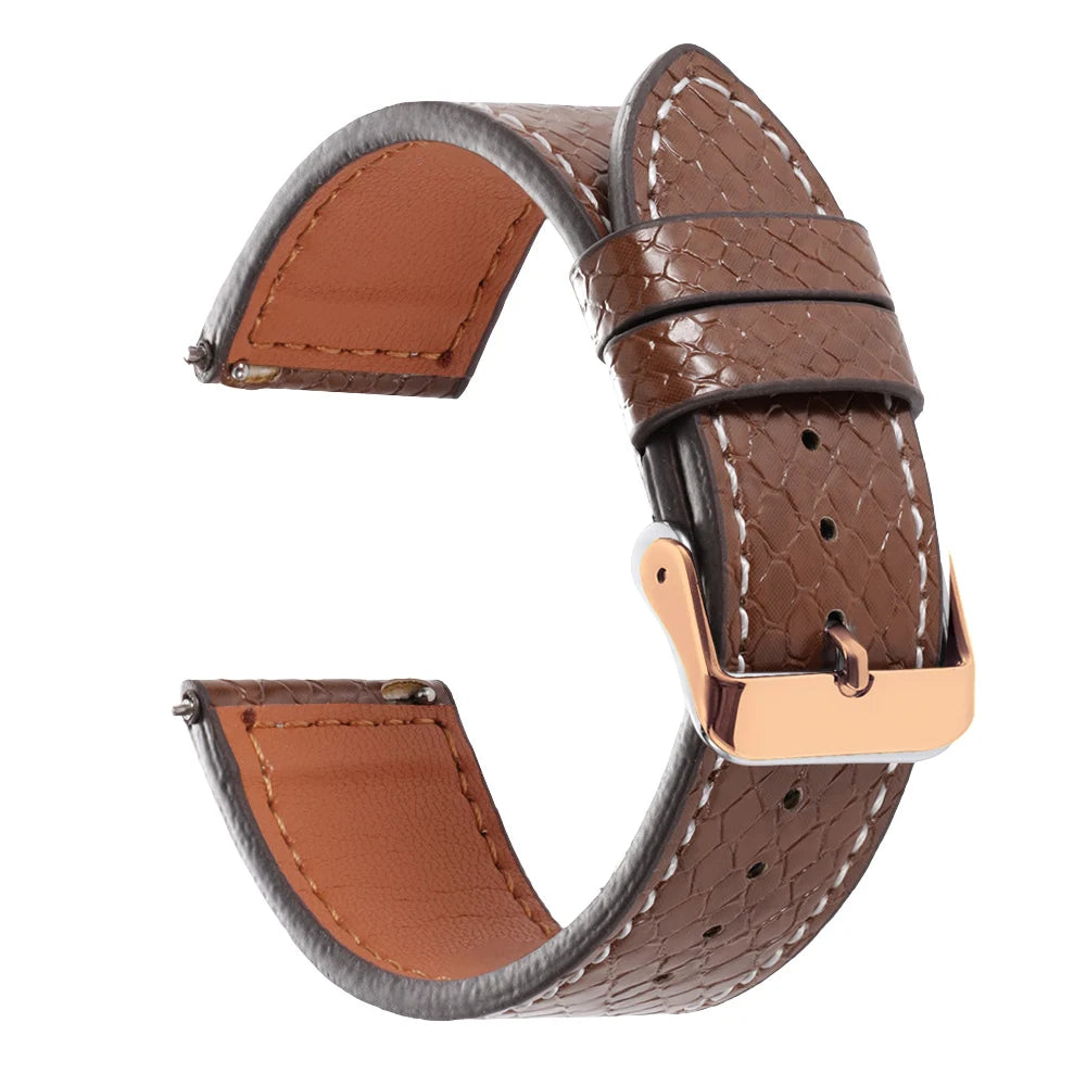 Handmade Snake-Pattern Leather Watch Strap – 20mm / 22mm-Straptique-Viva Timepiece