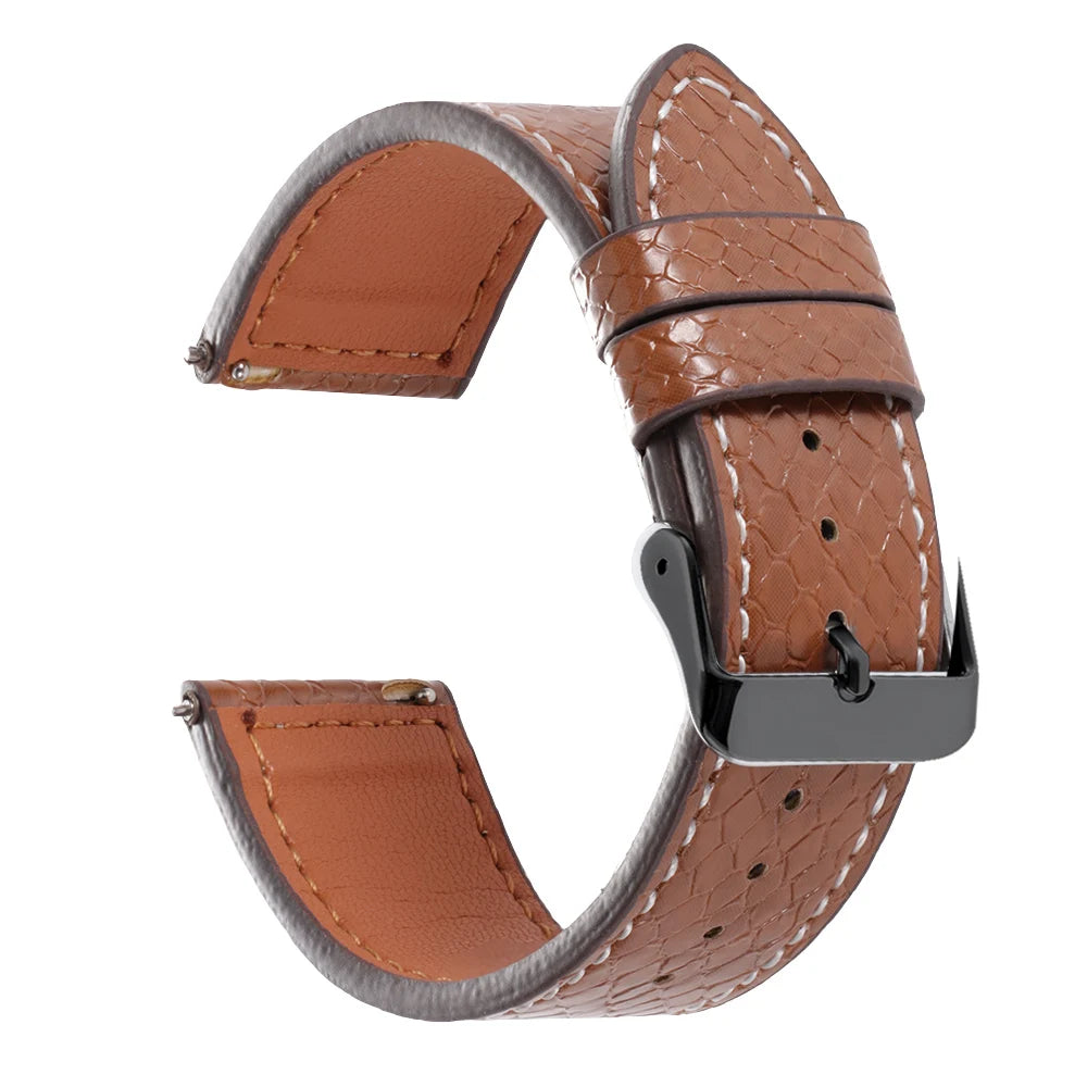 Handmade Snake-Pattern Leather Watch Strap – 20mm / 22mm-Straptique-Viva Timepiece