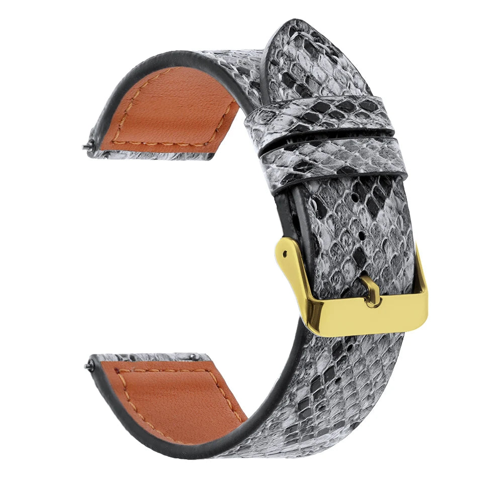 Handmade Snake-Pattern Leather Watch Strap – 20mm / 22mm-Straptique-Viva Timepiece