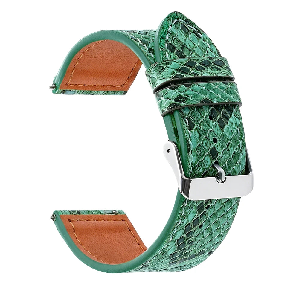 Handmade Snake-Pattern Leather Watch Strap – 20mm / 22mm-Straptique-Viva Timepiece