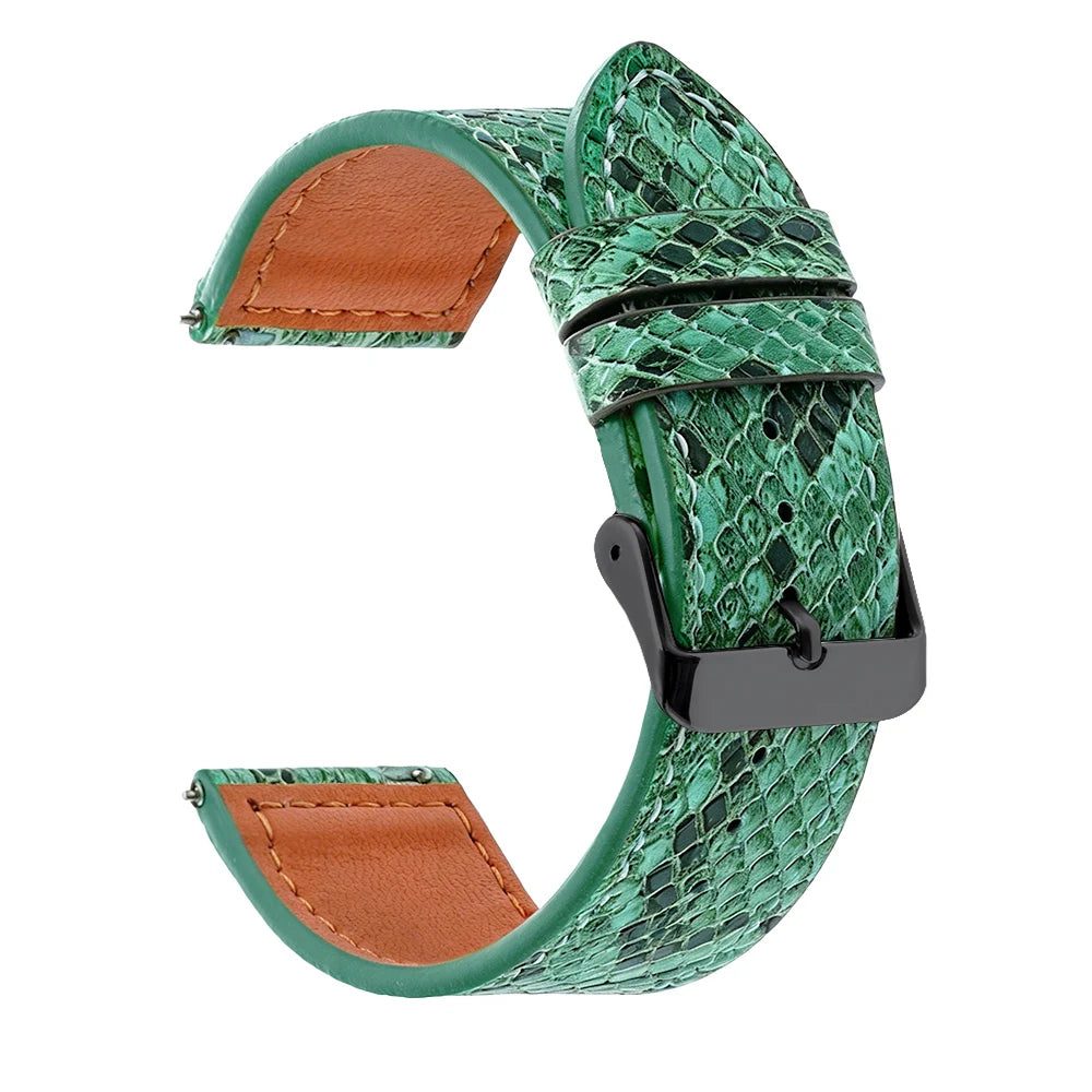 Handmade Snake-Pattern Leather Watch Strap – 20mm / 22mm-Straptique-Viva Timepiece
