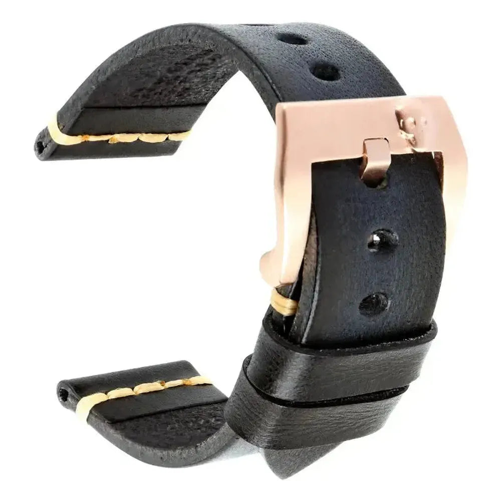 Handmade Italian Leather Watch Strap – Vintage Cowhide Band with Pin Buckle (22mm–26mm)-Straptique-Viva Timepiece