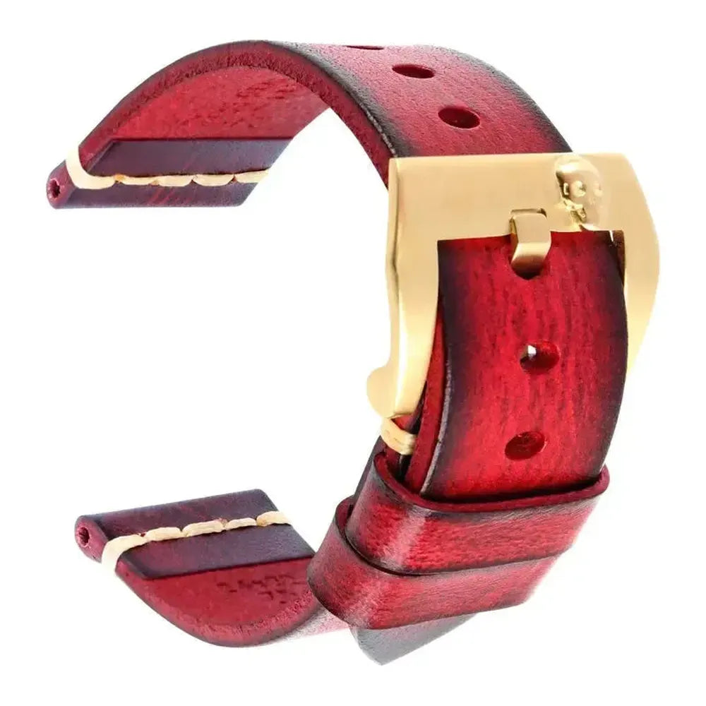 Handmade Italian Leather Watch Strap – Vintage Cowhide Band with Pin Buckle (18mm–21mm)-Straptique-Viva Timepiece