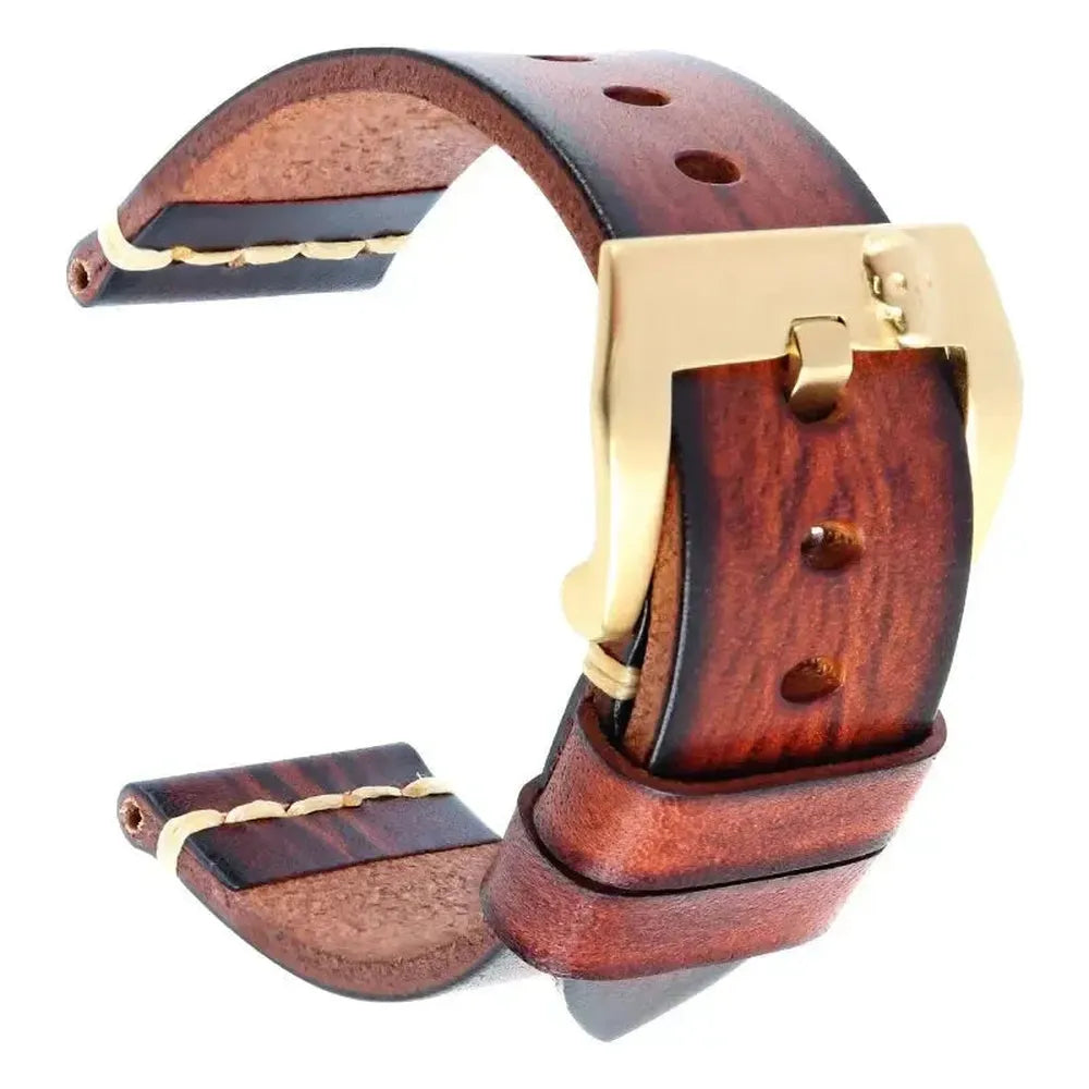 Handmade Italian Leather Watch Strap – Vintage Cowhide Band with Pin Buckle (22mm–26mm)-Straptique-Viva Timepiece