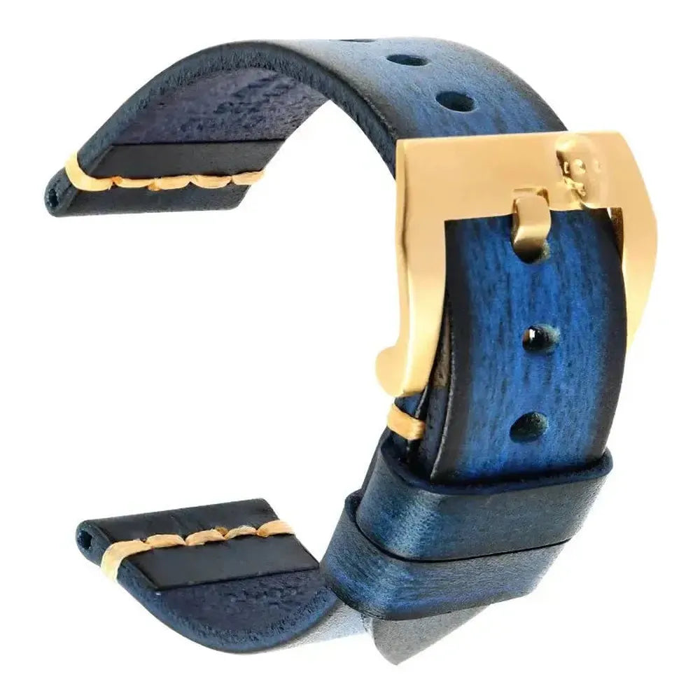 Handmade Italian Leather Watch Strap – Vintage Cowhide Band with Pin Buckle (18mm–21mm)-Straptique-Viva Timepiece