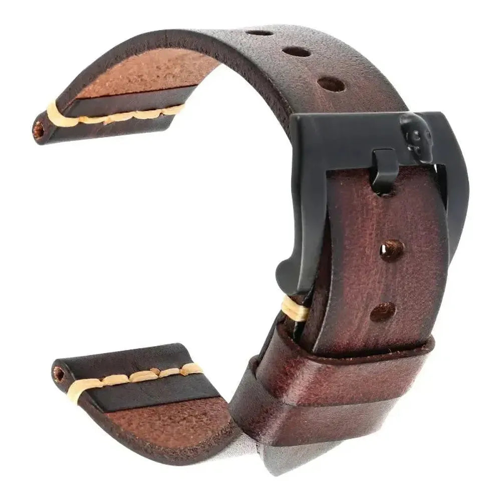 Handmade Italian Leather Watch Strap – Vintage Cowhide Band with Pin Buckle (22mm–26mm)-Straptique-Viva Timepiece