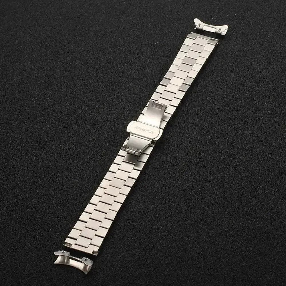 Solid Stainless Steel 3-Row Replacement Watch Band – Flat & Curved End, 12mm–22mm-ChronoCraft-Viva Timepiece