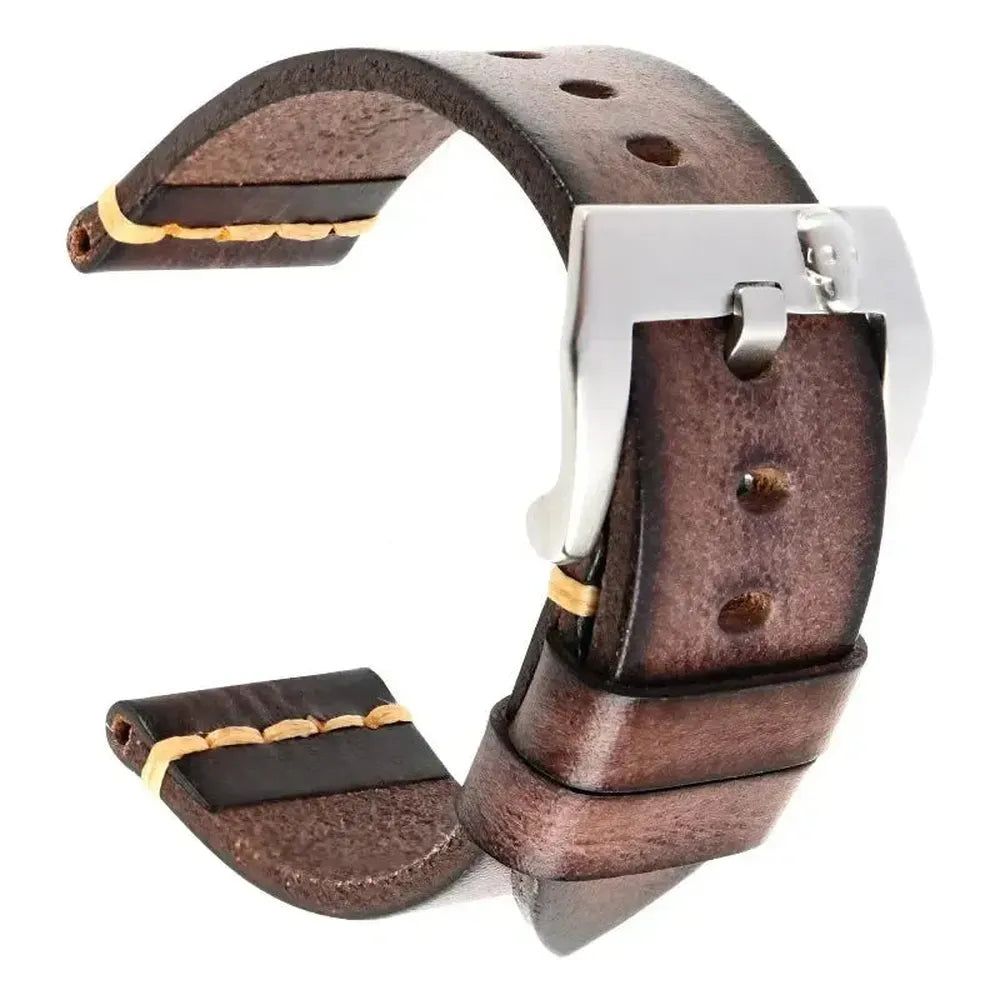 Handmade Italian Leather Watch Strap – Vintage Cowhide Band with Pin Buckle (22mm–26mm)-Straptique-Viva Timepiece