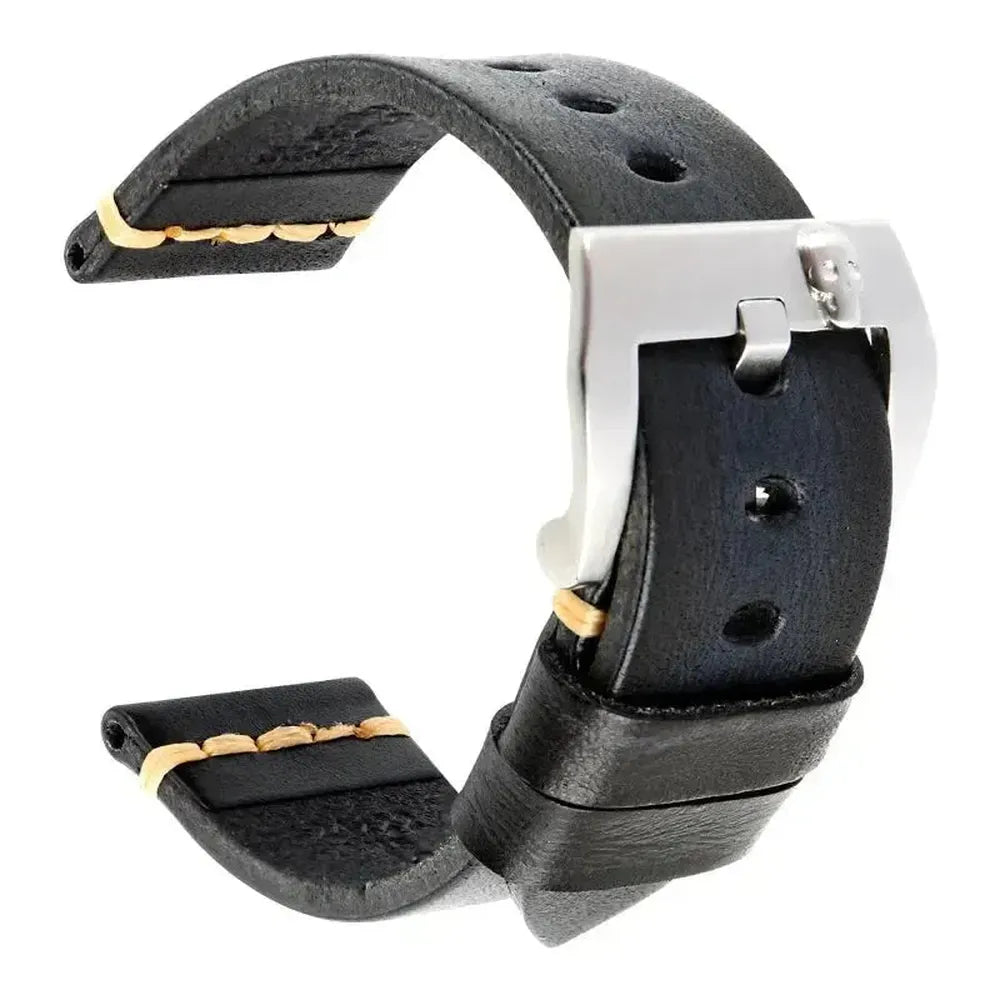 Handmade Italian Leather Watch Strap – Vintage Cowhide Band with Pin Buckle (18mm–21mm)-Straptique-Viva Timepiece