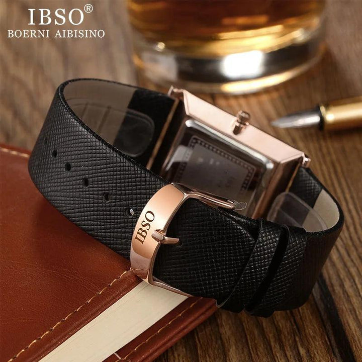 IBSO Men's Rectangle Ultra-thin Quartz Wallet Watches Set - Watches - Viva Timepiece