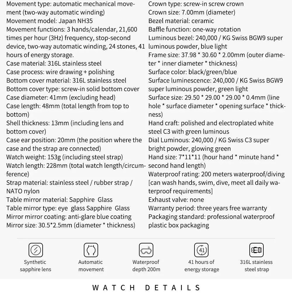 Addiesdive 41mm Automatic Diver Watch – Sapphire Crystal, Ceramic Bezel, NH35-Addiesdive-Viva Timepiece