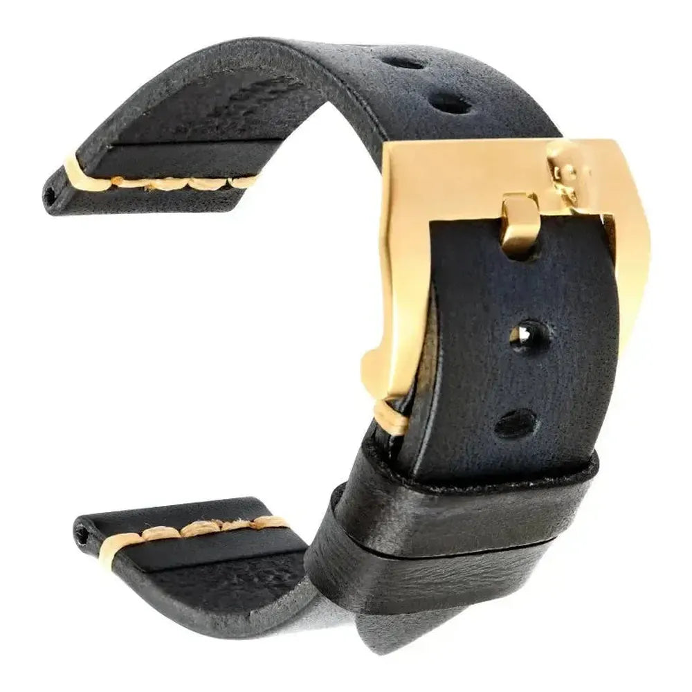 Handmade Italian Leather Watch Strap – Vintage Cowhide Band with Pin Buckle (22mm–26mm)-Straptique-Viva Timepiece