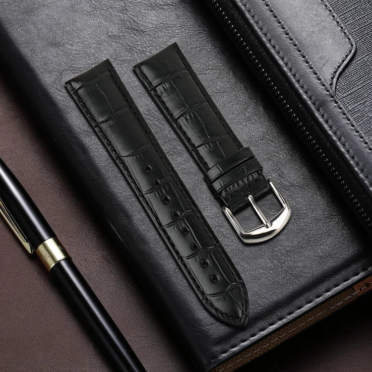 High Quality Genuine Leather Watch Strap with Classic Buckle – Croc Pattern, 14-22mm-Straptique-Viva Timepiece