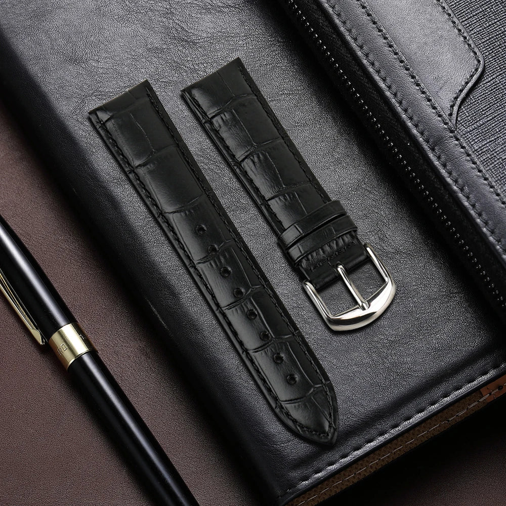 High Quality Genuine Leather Watch Strap with Classic Buckle – Croc Pattern, 14-22mm-Straptique-Viva Timepiece