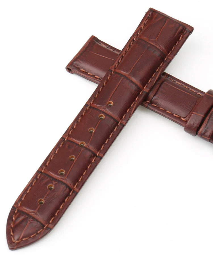 High Quality Genuine Leather Watch Strap with Classic Buckle – Croc Pattern, 14-22mm-Straptique-Viva Timepiece