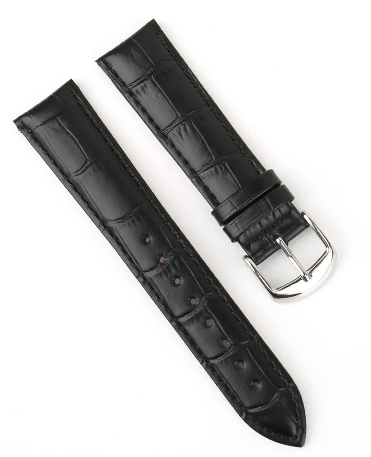 High Quality Genuine Leather Watch Strap with Classic Buckle – Croc Pattern, 14-22mm-Straptique-Viva Timepiece