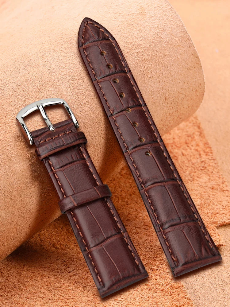 High Quality Genuine Leather Watch Strap with Classic Buckle – Croc Pattern, 14-22mm-Straptique-Viva Timepiece