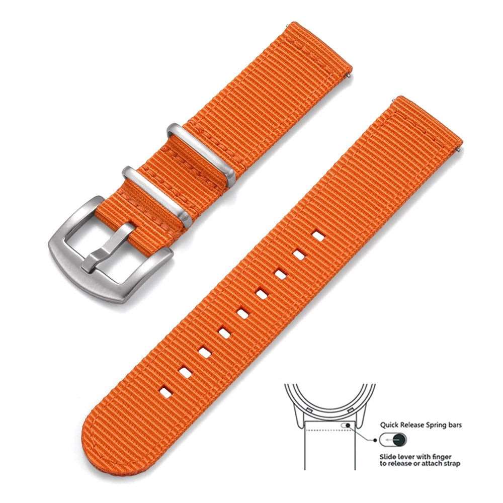 High-Quality Quick Release Nylon Replacement Watch Strap Bracelet Orange - VivaStraps | Viva Timepiece