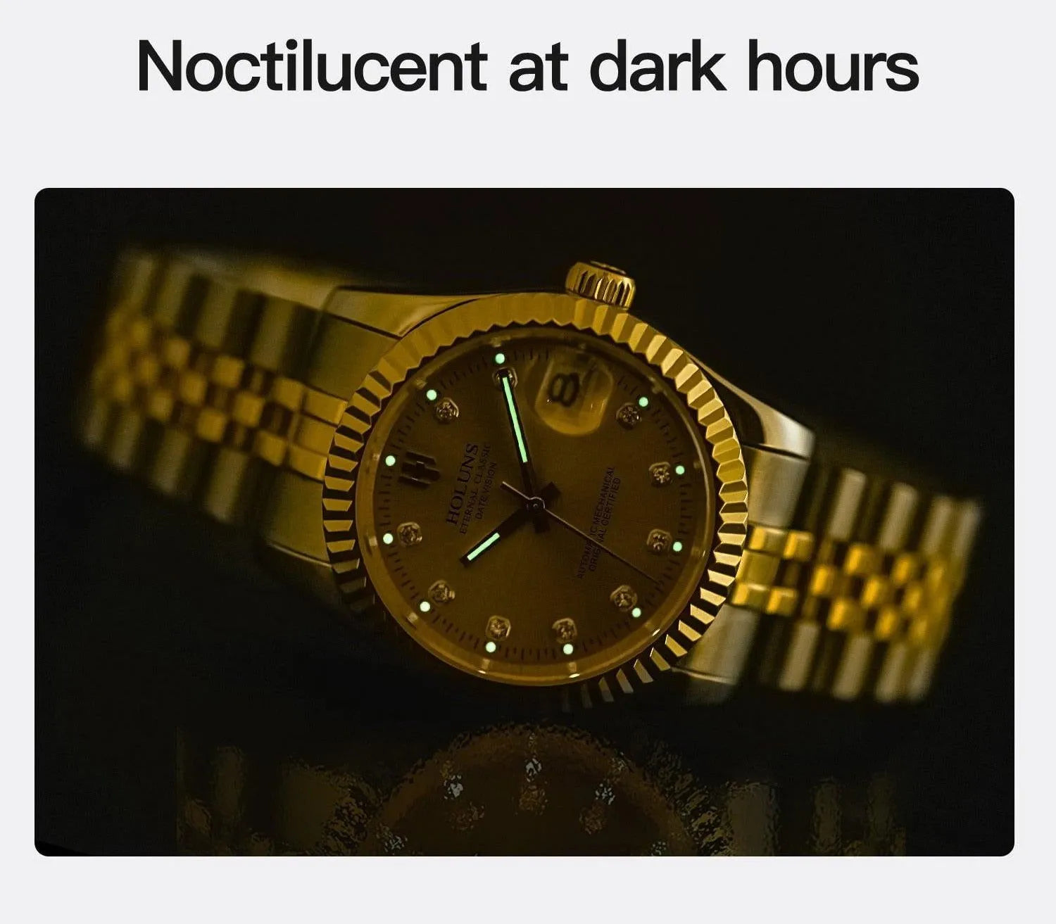 Holuns Classic Date Automatic Watch – Fluted Bezel Sapphire-Holuns-Viva Timepiece