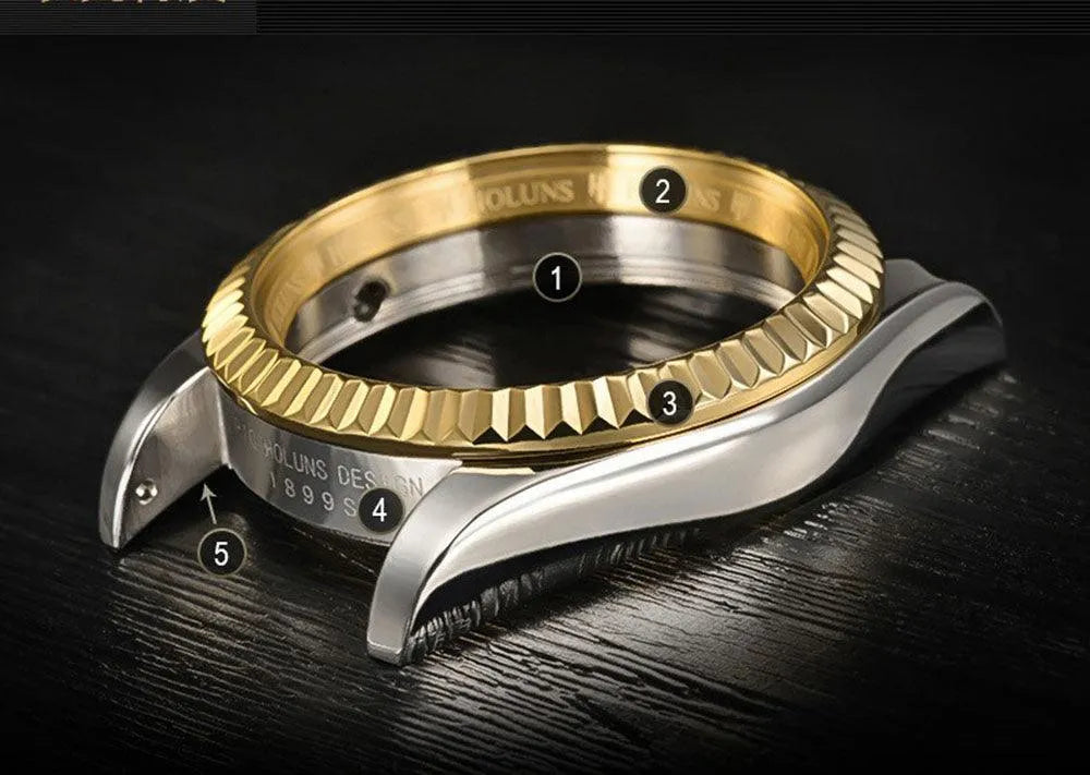 Holuns Classic Date Automatic Watch – Fluted Bezel Sapphire-Holuns-Viva Timepiece