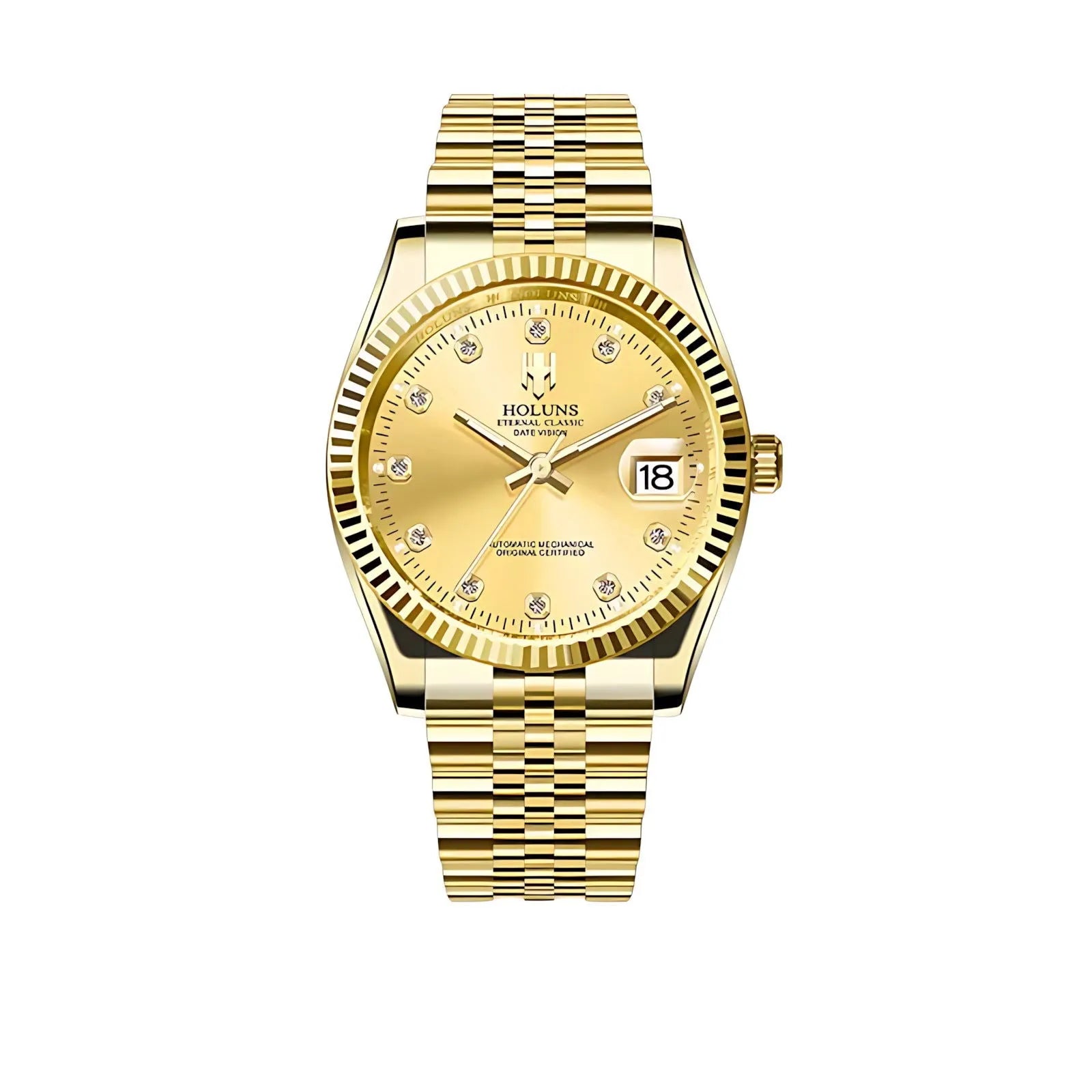 Holuns Classic Date Automatic Watch – Fluted Bezel Sapphire-Holuns-Viva Timepiece