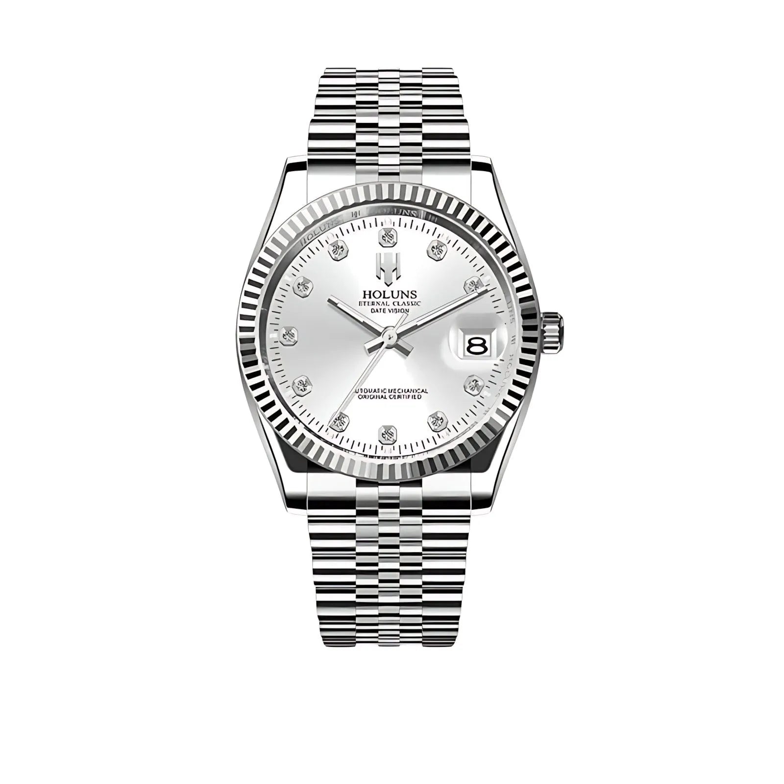 Holuns Classic Date Automatic Watch – Fluted Bezel Sapphire-Holuns-Viva Timepiece
