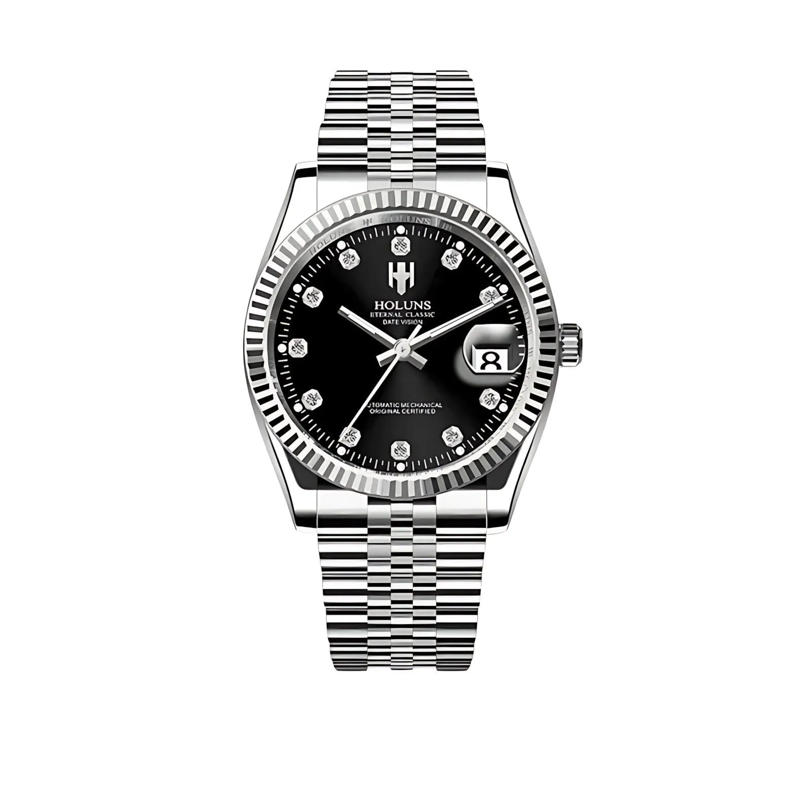 Holuns Classic Date Automatic Watch – Fluted Bezel Sapphire-Holuns-Viva Timepiece