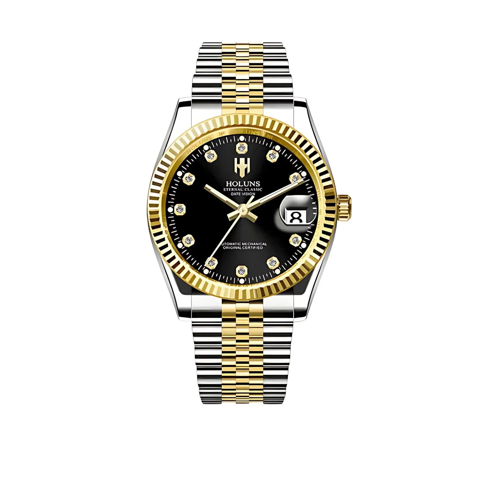 Holuns Classic Date Automatic Watch – Fluted Bezel Sapphire-Holuns-Viva Timepiece