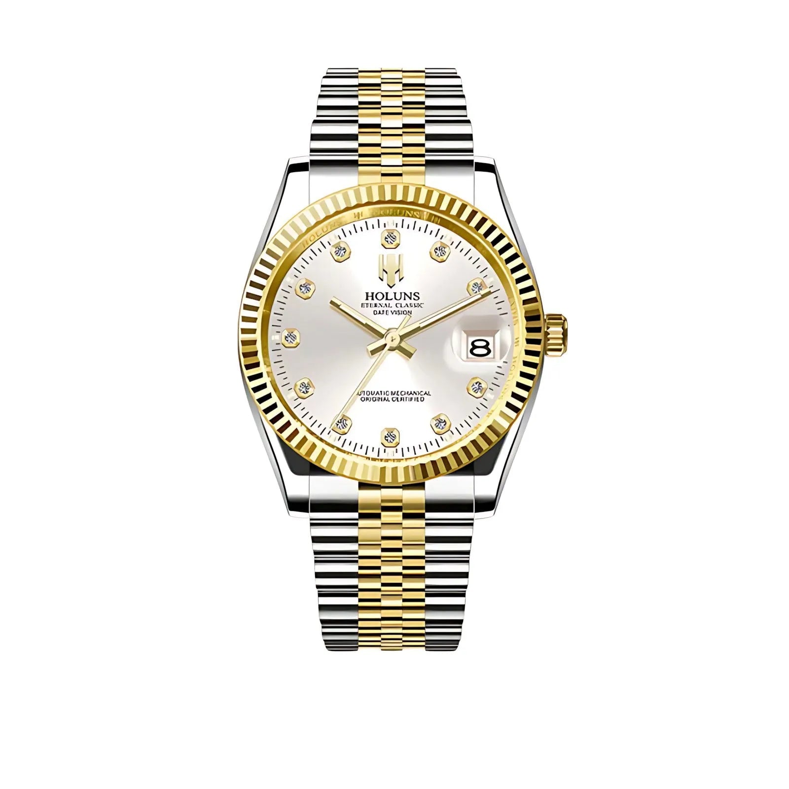 Holuns Classic Date Automatic Watch – Fluted Bezel Sapphire-Holuns-Viva Timepiece