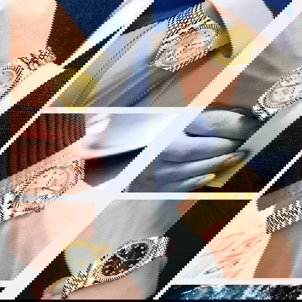 Holuns Datejust Jewels Jubilee Bracelet Homage Watches Two Tone Pearl 36 mm Folding Clasp