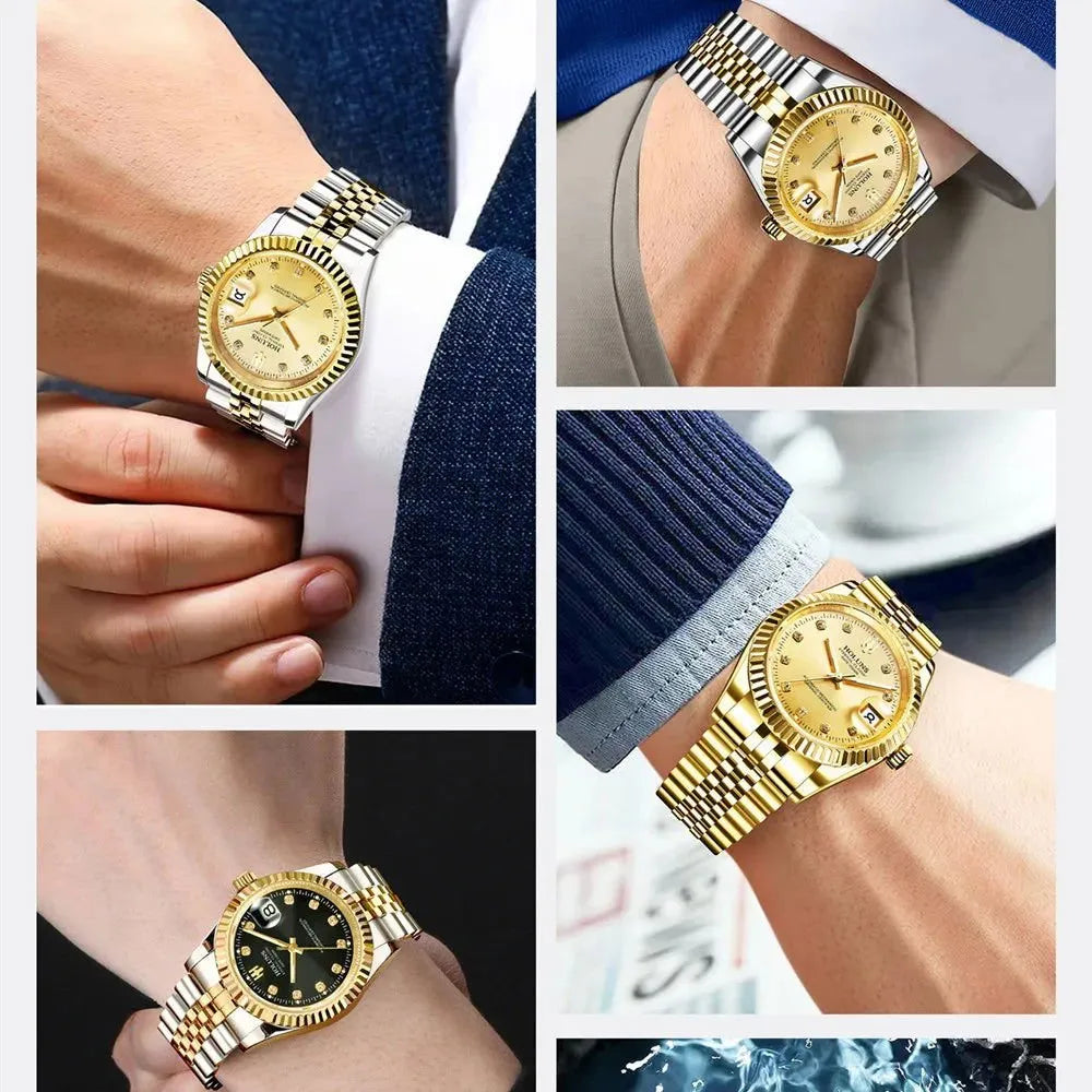 Holuns Automatic 36mm / 41mm Classic Dress Watch – Fluted Bezel, Sapphire, Jubilee Bracelet-Holuns-Viva Timepiece