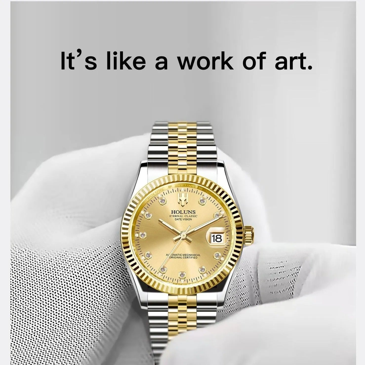 Holuns Automatic 36mm / 41mm Classic Dress Watch – Fluted Bezel, Sapphire, Jubilee Bracelet-Holuns-Viva Timepiece