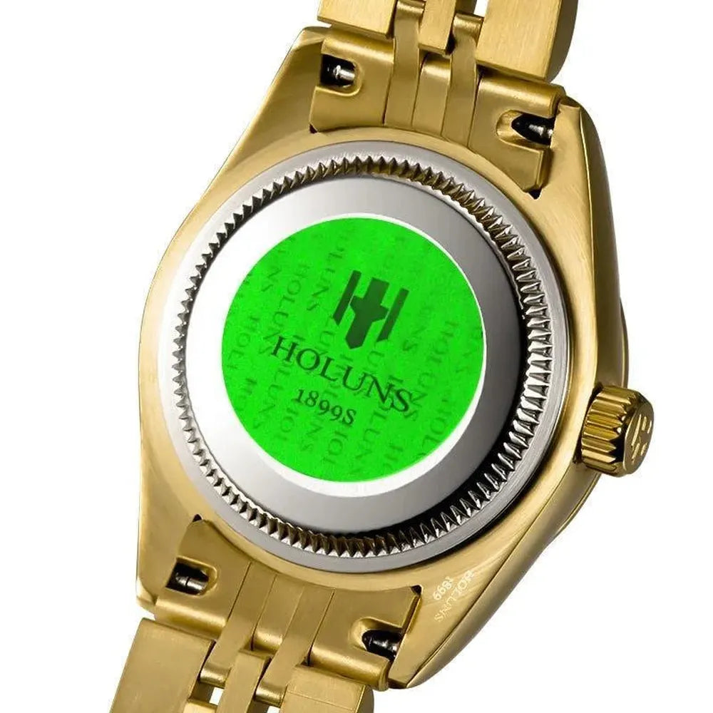 Holuns 28mm Ladies Quartz Dress Watch – Fluted Bezel, Jubilee Bracelet-Holuns-Viva Timepiece