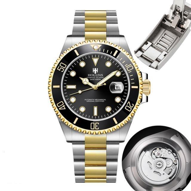 Holuns Submariner Date Miyota 8215 Ceramic Homage Watches Two Tone Black - Holuns | Viva Timepiece