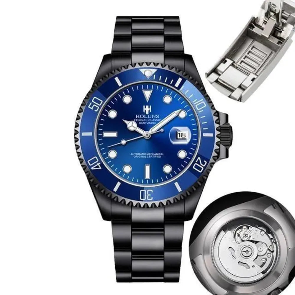 Holuns 41mm Automatic Diver Watch – Sapphire Crystal, Ceramic Bezel, Stainless Steel-Holuns-Viva Timepiece