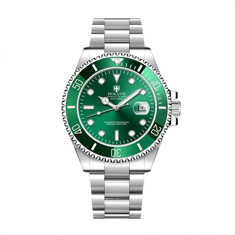 Holuns Submariner Date Ceramic Miyota 8215 Automatic Homage Watches Steel Green