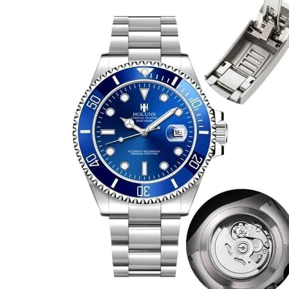 Holuns 41mm Automatic Diver Watch – Sapphire Crystal, Ceramic Bezel, Stainless Steel-Holuns-Viva Timepiece